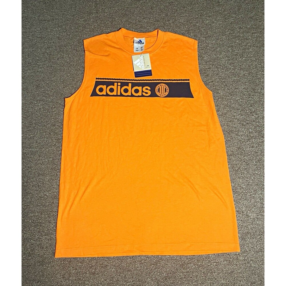 Vintage adidas Men's S Orange Cotton Sleeveless Tank deadstock